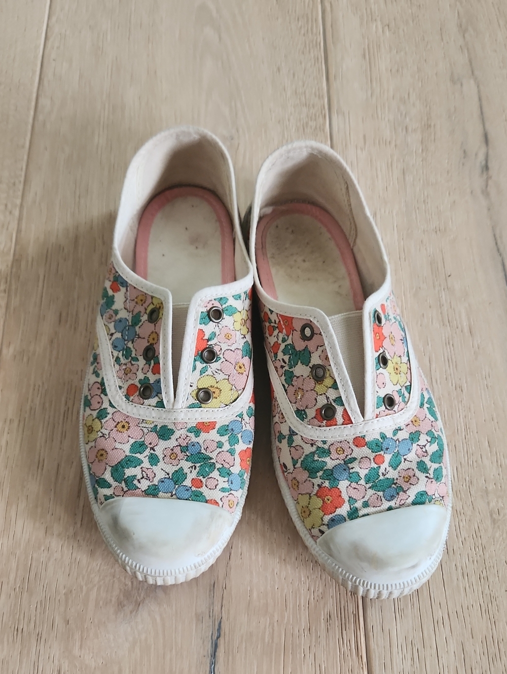 Kids Floral Slip-On Canvas Shoes - Pink Multicolor